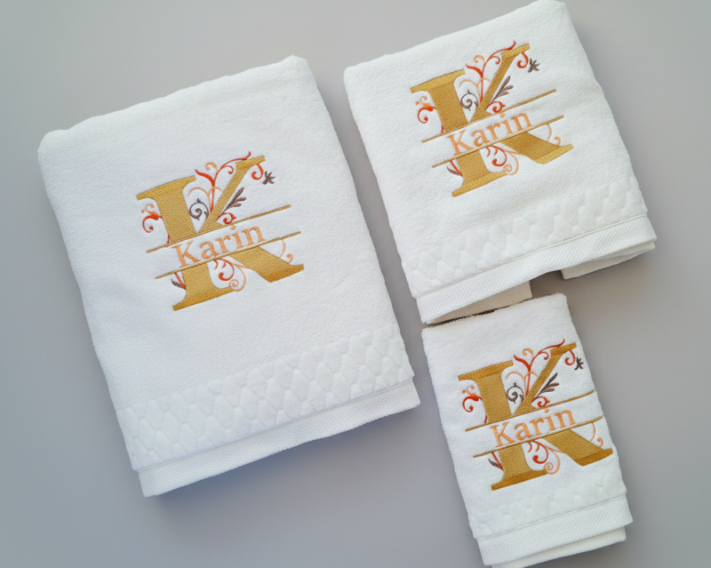 vyšívané uteráky s menom z egyptskej bavlny