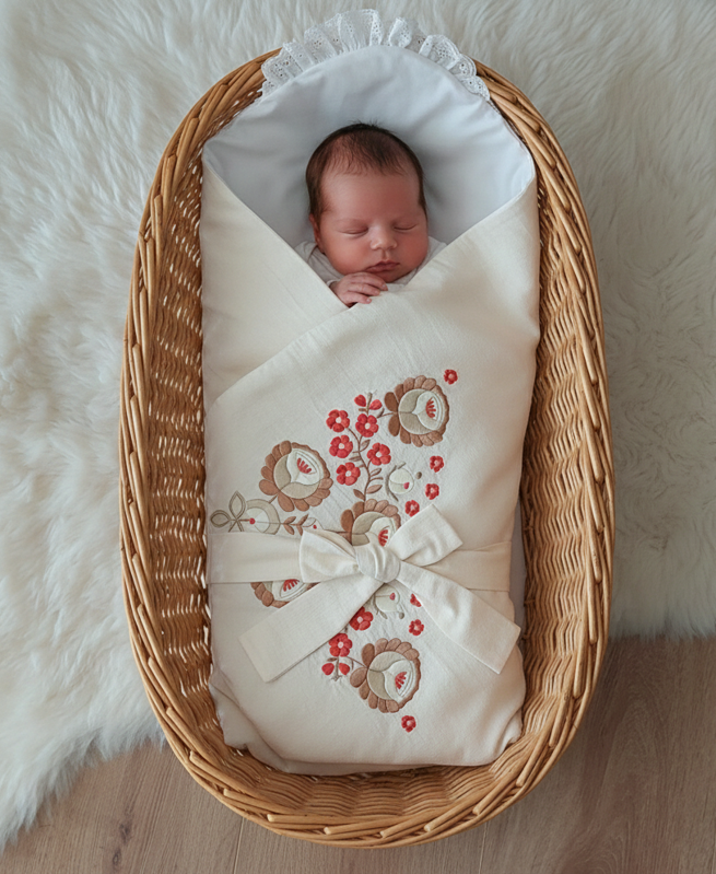 Ľanová zavinovačka s výšivkou