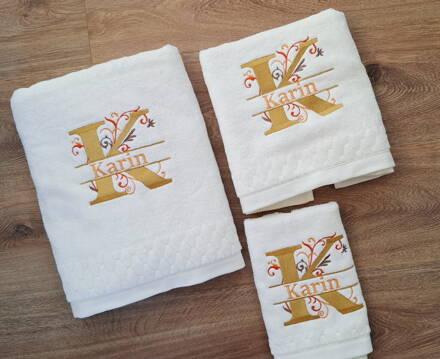 vyšívané uteráky s menom z egyptskej bavlny